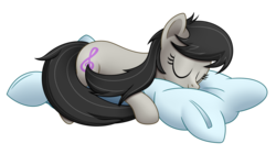 Size: 3000x1676 | Tagged: safe, artist:mirrorcrescent, octavia melody, earth pony, pony, g4, cute, female, mare, pillow, simple background, sleeping, solo, tavibetes, transparent background