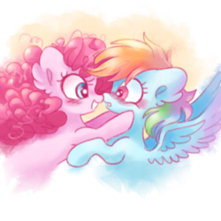 Size: 5000x5000 | Tagged: safe, artist:pinkablue, pinkie pie, rainbow dash, earth pony, pegasus, pony, g4, absurd resolution, blushing, boop, cute, female, hnnng, lesbian, looking at each other, mare, ship:pinkiedash, shipping, simple background, smiling, transparent background