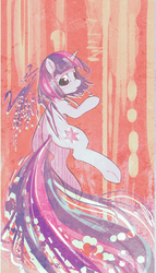 Size: 2373x4150 | Tagged: safe, artist:mirroredsea, twilight sparkle, pony, unicorn, g4, alternate hairstyle, female, long tail, looking back, mare, rear view, short mane, solo, underhoof