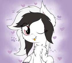 Size: 2336x2048 | Tagged: safe, artist:php142, oc, oc only, pegasus, pony, :p, chest fluff, commission, cute, cute little fangs, ear fluff, fangs, female, heart, heart eyes, high res, looking at you, one eye closed, raised hoof, silly, solo, tongue out, wingding eyes, wink