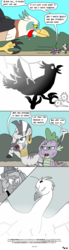 Size: 1000x3600 | Tagged: safe, artist:bjdazzle, princess luna, spike, zecora, oc, oc:pebbl, alicorn, bird, dragon, pony, roc, zebra, moonstuck, g4, molt down, 3:, :p, baby, baby dragon, cartographer's cap, chase, comic, drool, egophiliac-ish, exclamation point, eyes on the prize, female, filly, flying, frown, glare, glowing eyes, hat, licking, licking lips, lidded eyes, lightning, male, mare, molting, moon roc, older, one eye closed, pun, running, season 8 homework assignment, shocking, silhouette, spread wings, squint, stone scales, style emulation, surprised, text, tongue out, wings, wink, woona