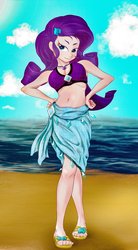 Size: 1530x2772 | Tagged: safe, artist:noupu, rarity, equestria girls, g4, my little pony equestria girls: better together, breasts, clothes, female, geode of shielding, human coloration, looking at you, magical geodes, solo, swimsuit