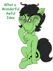 Size: 2081x2774 | Tagged: safe, artist:wispy tuft, oc, oc only, oc:filly anon, chest fluff, faic, female, filly, grin, grinch face, high res, how the grinch stole christmas, simple background, sitting, smiling, solo, the grinch, transparent background