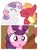 Size: 3106x4096 | Tagged: safe, big macintosh, sugar belle, sweetie belle, earth pony, pony, g4, my little pony: friendship is magic, the break up breakdown, female, male, mare, sad, ship:sweetiemac, shipping, stallion, straight, this will end in jail time