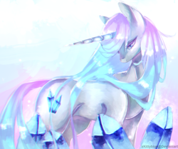 Size: 981x820 | Tagged: safe, artist:xkittyblue, oc, oc only, oc:icy crystal, pony, unicorn, female, long hair, mare, solo