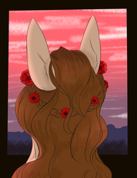 Size: 2976x3858 | Tagged: safe, artist:charlotteartz, oc, oc only, pony, bust, female, flower, flower in hair, high res, mare, portrait, solo