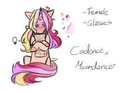 Size: 1600x1200 | Tagged: safe, artist:jaysey, oc, oc only, unicorn, semi-anthro, blushing, color palette, female, glasses, magical lesbian spawn, mare, offspring, parent:moondancer, parent:princess cadance, shy, simple background, solo, transparent background