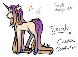 Size: 1239x908 | Tagged: safe, artist:jaysey, oc, oc only, pony, unicorn, color palette, female, gradient hooves, mare, offspring, parent:cheese sandwich, parent:twilight sparkle, parents:twicheese, simple background, solo, transparent background