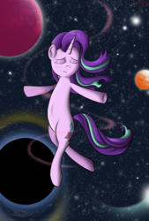 Size: 2126x3146 | Tagged: safe, artist:zsparkonequus, starlight glimmer, pony, unicorn, g4, eyes closed, female, high res, solo, space, the cosmos