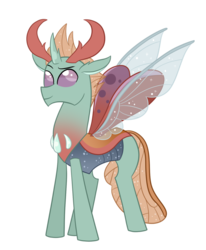 Size: 1024x1240 | Tagged: safe, artist:ashidaii, oc, oc only, oc:spiracle, changedling, changeling, biography, digital art, insect wings, male, offspring, parent:thorax, simple background, solo, transparent background, transparent wings