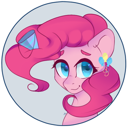 Size: 600x600 | Tagged: safe, artist:salicsa, pinkie pie, earth pony, pony, g4, bust, female, hat, mare, party hat, solo