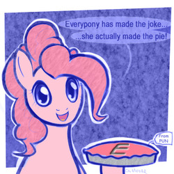 Size: 500x500 | Tagged: safe, artist:clorin spats, pinkie pie, earth pony, pony, ask pun, g4, ask, female, food, pie, solo