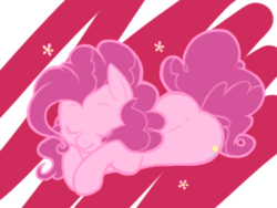 Size: 1490x1118 | Tagged: safe, artist:breezietype, pinkie pie, earth pony, pony, g4, abstract background, eyes closed, female, flower, lying down, mare, sleeping, smiling, solo