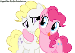 Size: 1024x716 | Tagged: safe, artist:floofyhoof, pinkie pie, surprise, pony, g4, base used, hug, simple background, tongue out, transparent background