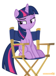 Size: 2917x3938 | Tagged: safe, artist:potato22, twilight sparkle, alicorn, pony, g4, horse play, chair, director's chair, female, high res, mare, simple background, solo, transparent background, twilight sparkle (alicorn), vector