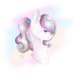 Size: 3000x3000 | Tagged: safe, artist:angelic-shield, derpibooru exclusive, oc, oc only, oc:cadenza, pony, unicorn, blushing, bust, female, high res, looking at you, mare, simple background, solo, transparent background