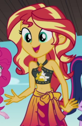 Size: 468x718 | Tagged: safe, screencap, sunset shimmer, equestria girls, equestria girls series, g4, x marks the spot, belly button, clothes, cropped, female, midriff, swimsuit