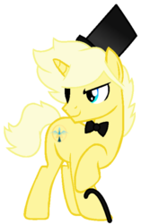 Size: 400x636 | Tagged: safe, artist:crystalponyart7669, pony, unicorn, bill cipher, bowtie, cane, hat, male, ponified, simple background, solo, stallion, top hat, transparent background