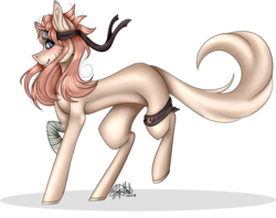 Size: 969x769 | Tagged: safe, artist:ohflaming-rainbow, oc, oc only, oc:sunni, earth pony, pony, bandage, bandana, female, mare, simple background, solo, transparent background