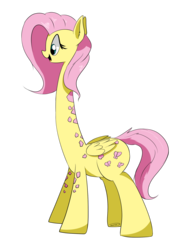Size: 1739x2229 | Tagged: safe, artist:taurson, fluttershy, giraffe, hybrid, pegasus, pony, g4, female, giraffied, simple background, smiling, solo, species swap, transparent background