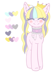 Size: 1150x1500 | Tagged: safe, artist:adostume, oc, oc only, earth pony, pony, blushing, choker, crown, happy, jewelry, regalia, simple background, smiling, solo, transparent background