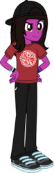 Size: 655x2097 | Tagged: safe, artist:lightningbolt, derpibooru exclusive, equestria girls, g4, .svg available, backwards ballcap, baseball cap, bracelet, cap, chains, clothes, dreamworks face, equestria girls-ified, guitar pick, hair over one eye, hand on hip, hat, jeans, jewelry, male, nose piercing, pants, pierce the veil, piercing, shoes, show accurate, simple background, smug, sneakers, solo, svg, transparent background, vector, vic fuentes, watch, wristband