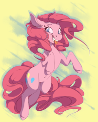Size: 3555x4413 | Tagged: safe, artist:vavaig69, pinkie pie, earth pony, pony, g4, abstract background, female, mare, smiling, solo, tongue out