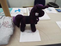 Size: 1280x960 | Tagged: safe, artist:knittedstable, oc, oc:vimto pony, pony, convention, griffish isles, irl, photo, plushie, solo