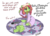 Size: 1200x854 | Tagged: safe, artist:brownie-bytes, artist:dwk, tree hugger, earth pony, pony, totally legit recap, g4, clothes, dialogue, digital art, female, foam finger, gift art, gloves, mare, offscreen character, signature, sitting, solo, text