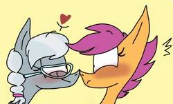 Size: 556x336 | Tagged: safe, artist:kabukipie, scootaloo, silver spoon, g4, female, lesbian, ship:spoonaloo, shipping