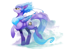 Size: 3507x2480 | Tagged: source needed, safe, artist:dormin-dim, oc, oc only, oc:empyrea, pegasus, pony, chest fluff, cloud, commission, female, high res, mare, simple background, solo, transparent background