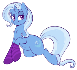 Size: 829x754 | Tagged: safe, artist:lulubell, trixie, pony, unicorn, g4, chest fluff, clothes, colored hooves, cute, diatrixes, female, looking at you, mare, simple background, smiling, socks, solo, striped socks, transparent background