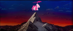 Size: 1366x590 | Tagged: safe, artist:ianandart-back-up-3, edit, pinkie pie, earth pony, pony, g4, female, flying, mare, paramount pictures, solo, tailcopter