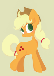 Size: 1296x1815 | Tagged: safe, artist:1drfl_world_end, applejack, earth pony, pony, applejack's hat, cowboy hat, female, hat, lineless, looking at you, mare, simple background, solo, tan background