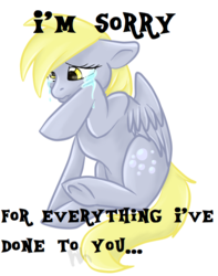 Size: 526x669 | Tagged: safe, artist:kuroryushin, edit, derpy hooves, pony, g4, apology, bronybait, crying, depressed, depressing, female, sad, solo