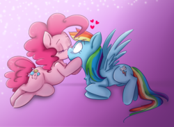 Size: 1280x939 | Tagged: safe, artist:drawbauchery, artist:owlyshit, color edit, edit, pinkie pie, rainbow dash, earth pony, pegasus, pony, g4, colored, duo, female, kissing, lesbian, mare, ship:pinkiedash, shipping