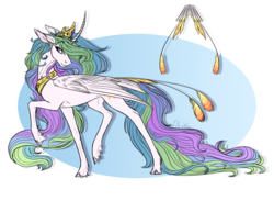 Size: 3300x2550 | Tagged: safe, artist:viisrah, princess celestia, alicorn, pony, g4, cloven hooves, crown, curved horn, female, high res, horn, jewelry, mare, necklace, raised hoof, regalia, simple background, solo, tail feathers, transparent background, unshorn fetlocks