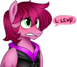 Size: 1636x1420 | Tagged: source needed, safe, oc, oc only, earth pony, pony, blushing, clothes, grimace, hoodie, lewd, male, simple background, solo, transparent background