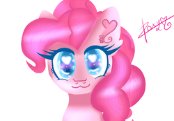 Size: 5000x3500 | Tagged: safe, artist:sweethearts11, pinkie pie, earth pony, pony, g4, :3, bust, female, heart eyes, portrait, simple background, solo, white background, wingding eyes