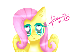 Size: 5000x3500 | Tagged: safe, artist:sweethearts11, fluttershy, pony, g4, bust, female, heart eyes, portrait, simple background, solo, white background, wingding eyes