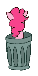 Size: 400x800 | Tagged: safe, artist:threetwotwo32232, pinkie pie, earth pony, pony, g4, 30 minute art challenge, animated, female, i have done nothing productive all day, mare, rotating, simple background, solo, transparent background, trash can