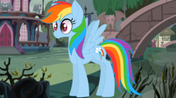 Size: 1024x575 | Tagged: safe, artist:galacticflashd, rainbow dash, pegasus, pony, g4, cute, dashabetes, feathered wings, female, smiling, solo, standing, wings, wip