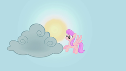 Size: 1280x720 | Tagged: safe, screencap, fuchsia berry, pegasus, pony, g4, look before you sleep, background pony, cloud, female, flying, mare, raincloud, recolor, smiling, solo, sun
