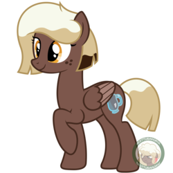 Size: 3000x3000 | Tagged: safe, artist:besttubahorse, oc, oc only, oc:sweet mocha, pegasus, pony, .svg available, alternate hairstyle, female, freckles, high res, manecut, raised hoof, simple background, solo, svg, transparent background, vector, watermark