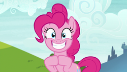 Size: 1280x720 | Tagged: safe, screencap, pinkie pie, earth pony, pony, g4, rock solid friendship, excited, female, happy, mare, solo