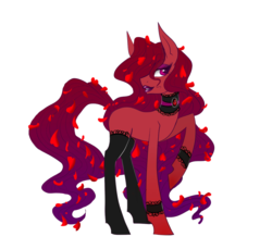 Size: 1280x1174 | Tagged: safe, artist:royalroseadopts, oc, oc only, oc:scarlette, pony, choker, clothes, garter, lipstick, raised hoof, simple background, solo, stockings, thigh highs, transparent background