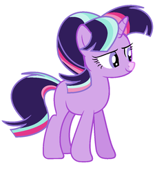 Size: 960x984 | Tagged: safe, artist:rainbows-skies, oc, oc only, oc:magic galaxy, pony, unicorn, female, magical lesbian spawn, mare, offspring, parent:starlight glimmer, parent:twilight sparkle, parents:twistarlight, simple background, solo, white background