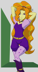 Size: 571x1085 | Tagged: safe, artist:animana21, adagio dazzle, equestria girls, g4, my little pony equestria girls: rainbow rocks, arm behind head, colored, female, gem, jewelry, looking at you, pendant, pose, simple background, siren gem, solo, thigh gap