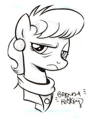 Size: 525x703 | Tagged: safe, artist:brenda hickey, ms. harshwhinny, pony, g4, bust, commission, professionalism, sketch