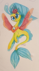 Size: 1786x3250 | Tagged: safe, artist:creeate97, princess skystar, seapony (g4), g4, my little pony: the movie, female, mermay, signature, simple background, solo, traditional art
